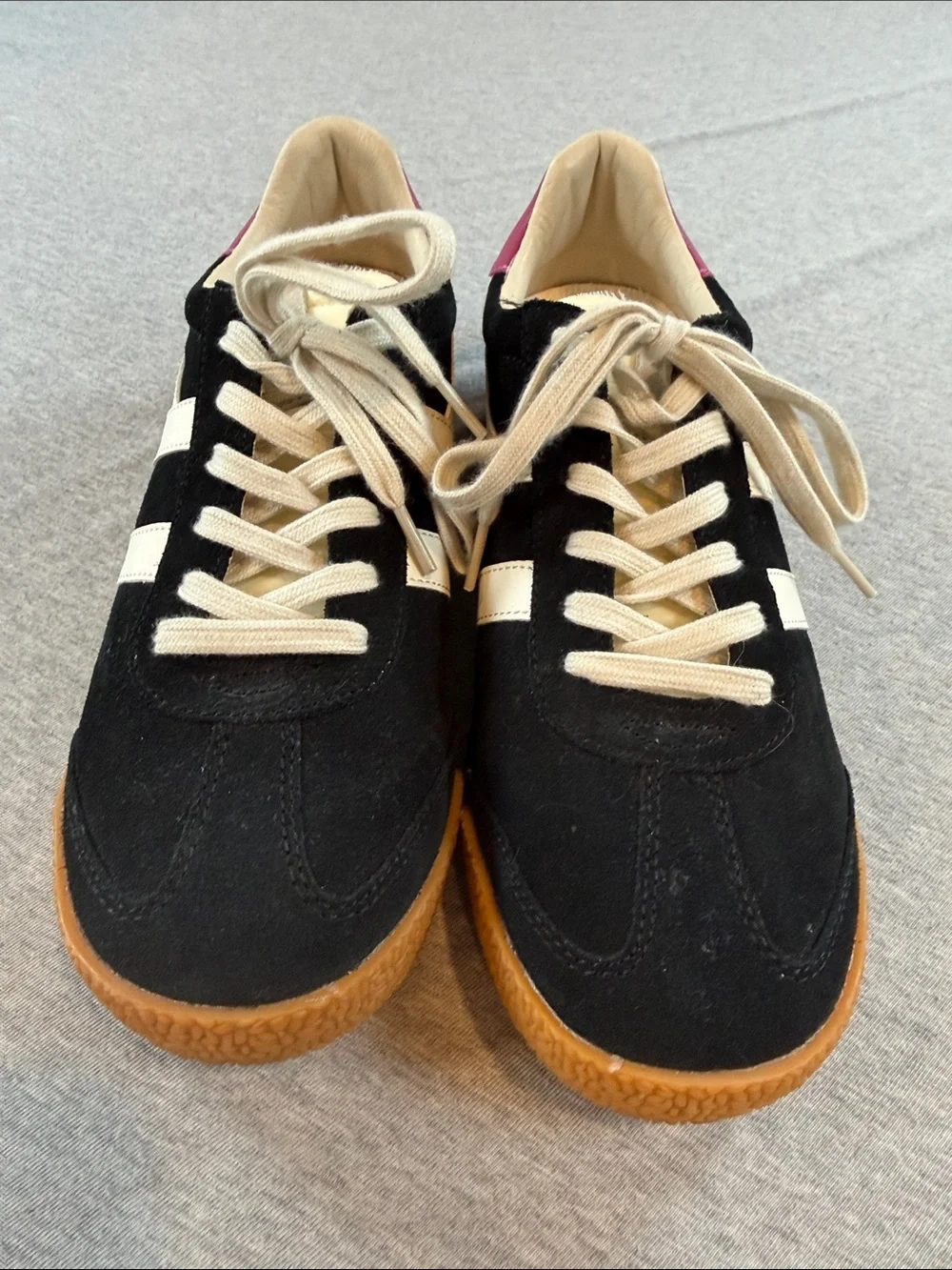 Gola Classics Elan Sneakers Black Leather Fuchsia Heel